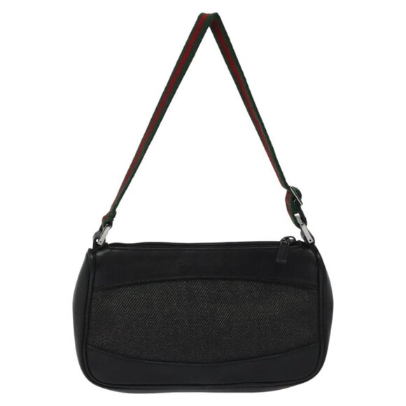 GUCCI Web Sherry Line Accessory Pouch Canvas Black Red Green 92821 Auth EC563 - Picture 2 of 16